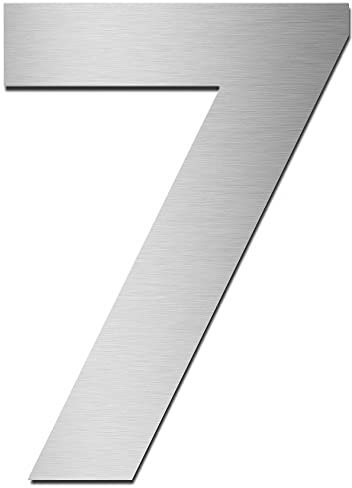 MOCAVI HS10 numéro de rue en acier inoxydable adhésif, hauteur: 5,5-7,5 cm, signalétique numéro de maison design, numéro de porte moderne en inox, Hausnummer:Ziffer 7