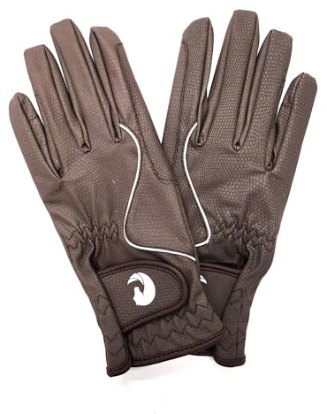 Coco Equestrian Brown (S) Breathable Synthetic Leather Horse Riding Gloves