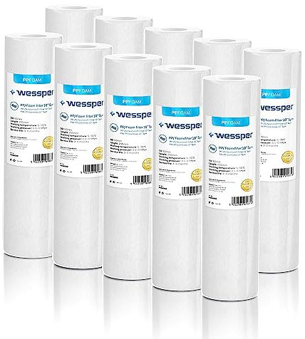 10x Wessper 10 Filtros de Cartuchos para Sedimentos de Polipropileno Hilado, polo alimentado por agua y filtración de partículas