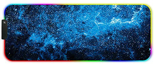 DORRISO RGB Große Gaming Mauspad 800x300x3 mm Schreibtischunterlage XL Mousepad Wasserdicht Anti Rutsch Matte für Computer PC Professionelle Gamer Gaming Mouse Mat Blau