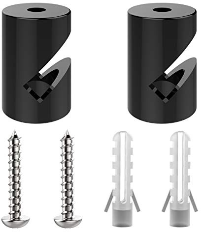 ZOHAR 2 Stück Wand- und Deckenpins - V - für Textilkabel Schwarz | Deckenbefestigung Affenschaukel Aufputz-Kabelhalter für Lampe DIY mit Schrauben und Dübeln