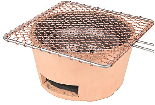 DLT 3 Set Portable Persönliche Nette Mini Runde BBQ Grill-Tonmaterialien, quadratischer Stahl-Abdeckung Square Little Grill gut versiegelt, Tischplatte Holzkohlegrill zum Kochen Rost