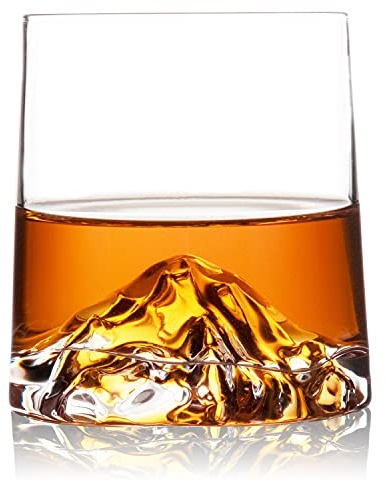 HCYCFY Stemless Wine Glasses Set of 2,8.5 oz Mountain Crystal Whiskey Glasses Gift for Birthday,Christmas, Wedding,Thanksgiving,Dad or Boyfriend on Father's Day