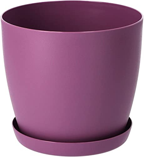 B2C Flower Pots 6 Colours 8 sizes Matt Plastic Plant Pots Planter + Saucer Tray Deco (Violet Matt, 30 cm)