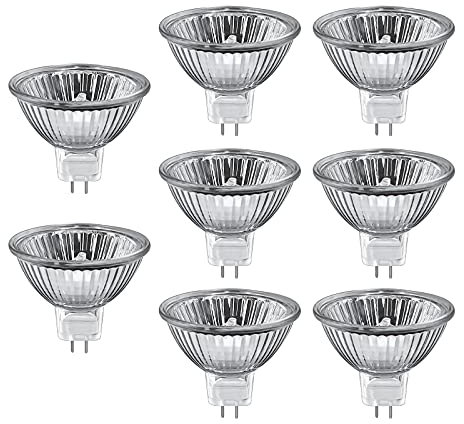 Sarveeta 8 Stück MR16 Halogen Leuchtmittel 50 Watt Dimmbar,12V Halogenlampe GU 5,3，400LM,Warmweiß 2800K