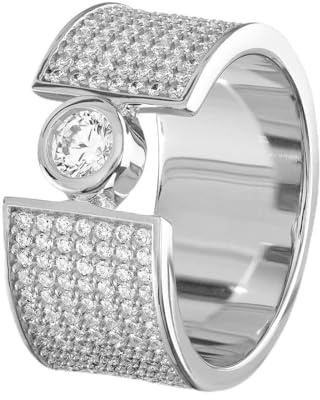 JETTE Damen-Damenring 925er Silber 155 Zirkonia