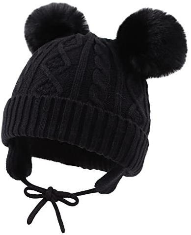 XIAOHAWANG Baby Mädchen Mütze Jungen Babymütze Winter Strickmütze Kindermütze Warme Wintermütze Mit Bommel