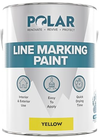 Polar Line Marker Yellow Paint - 2.5 Litres - Heavy Duty & Hard-Wearing - Indoors & Outdoors - Ideal For Car Parks, Tennis Courts, Warehouses - Water, Chemical & Acid Resistant | Heavy Duty Line Marker Paint, Interior and Exterior, Car Parks, Tennis Courts and Warehouses, Water and Chemical Resistant