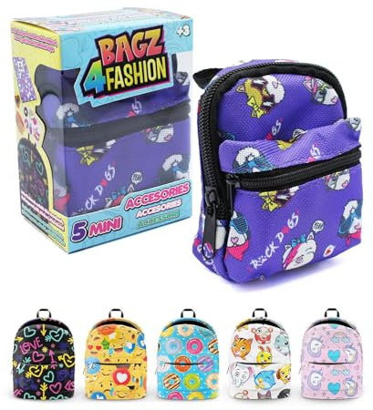 Joy Toy-Bagz4Fashion-Mini 9 x 5 cm, con 5 Diversi Articoli di cancelleria all'Interno dello Zaino, 7 x 5 x 10 cm, Multicolore, 37962