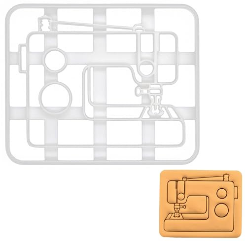 BAKERLOGY Sewing Machine Cookie Cutter - Detailed Biscuit Cutter Design for Baking and Crafts, Ideal on Fondant, Dough, Clay
