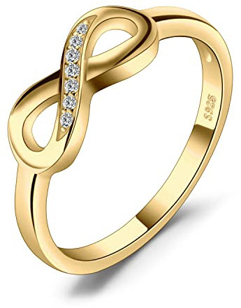 JewelryPalace Wickelring Infinity Verlobungsring Unendlichkeit Promise Eheringe Ring Silber 925 Damen, Zirkonia Silberringe Trauringe Hochzeitsringe Antragsring Ringe, Damen Schmuck Vergoldet 51