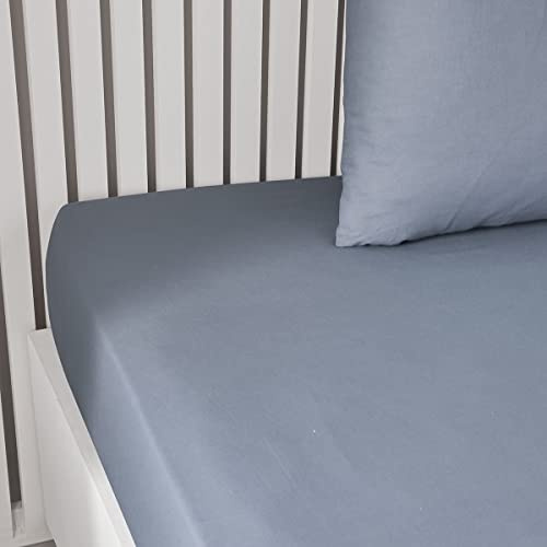 TODAY Essential - Lenzuolo con angoli, 160 x 200 cm, 2 persone, 100% cotone, tinta unita, denim
