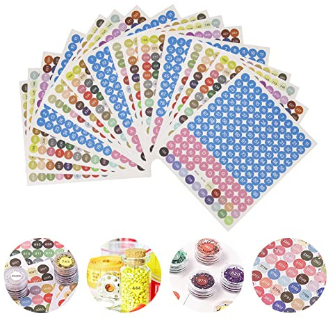 FRUHLING Lot de 12 feuilles d'autocollants DMC numéro de couleur avec 1 à 99 autocollants numérotés et 26 lettres autocollantes pour boîtes de rangement de peinture diamant