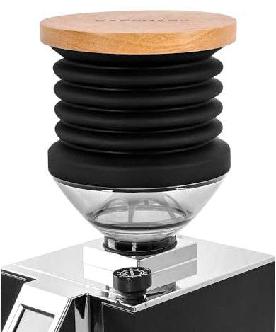CAFEMASY Einzeldosis-Trichterbalg, kompatibel mit Eureka Mignon-Modell, Kaffeemühle, transparenter Bohnentrichter mit Holzdeckel und Luftgebläse zur Reinigung von Kaffeesatz