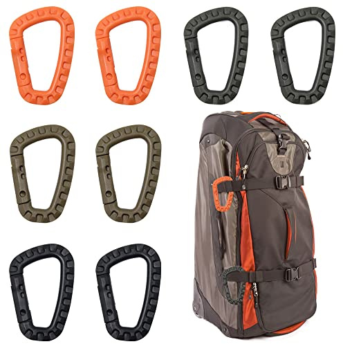 Keboyoe 8 Stück Kunststoffkarabinerhaken D-Form Karabiner Set, Multifunktional Taktischer Karabiner Kunststoff Clips für Camping Outdoor Wandern Angeln Fitnessstudio