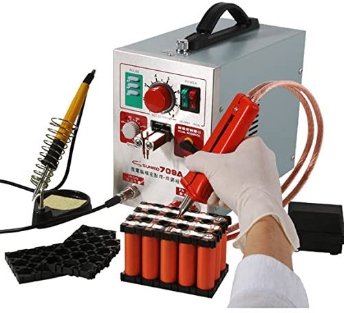 Saldatrice a Punti a Batteria Da 3,2 Kw, Saldatrice a Punti a Batteria 709A+ Saldatrice a Punti a Impulsi Saldatrici Portatili a Batteria, Per Pacco Batteria 18650 0,03 mm-0,35 mm