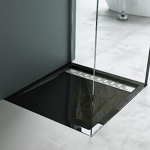 Mai & Mai Plato de Ducha Rectangular 90x100 cm Negro | Acrílico de Diseño Moderno | Altura 5 cm | Antideslizante | Xetro04