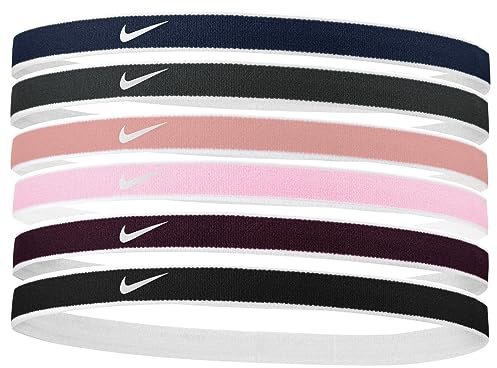 Elastici Tennis NIKE Sport Swoosh Headbands Pacco 6 pezzi capelli Nadal Del Potro (RED STARDUST/PURPLE INK/WHITE)