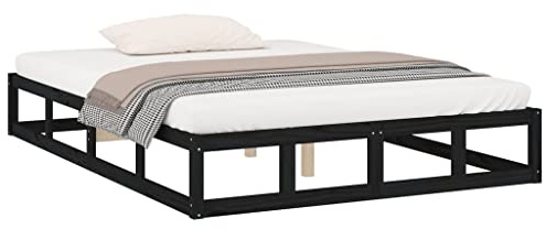 vidaXL Massivholzbett Bettgestell Bett Holzbett Doppelbett Bettrahmen Lattenrost Schlafzimmerbett Schlafzimmermöbel Schwarz 180x200cm