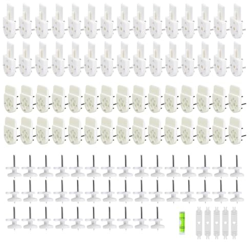 WYAN 100 Stück spurlose Bilderhaken für harte Wand,für zu Hause,im Büro | Kunststoff,3 Größen,hinterlässt keine Spuren und keine Löcher,unsichtbares Design,einfache Handhabung,vielseitig einsetzbar