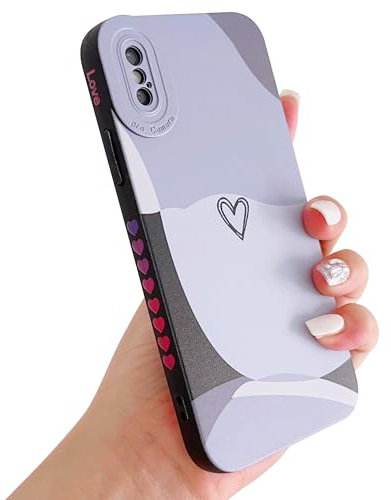 HZYKDWD Kompatibel mit iPhone XS Hülle,Süße Aesthetic Herz Kunst Muster Handyhülle Kameraschutz TPU stoßfeste Phone Case for iPhone XS Damen Mädchen-Schwarz