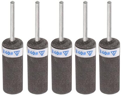 QUARKZMAN 5Uds Rollos de Papel Lija Abrasivo Grano 240 con Vástago 2.35mm | Cilindros de Lijado Y Cabezales, de Rectificado, para Carpintería, Vidrio, Y Metal