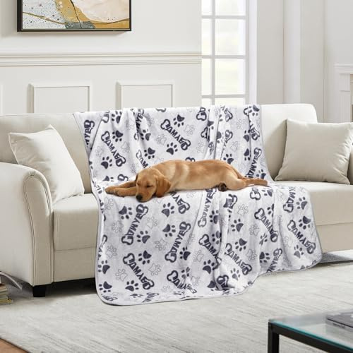 Gowyeg Große Hundedecke, superweiche, kuscheldecke flauschig-Fleece-waschbar haustierdecke, Flanell-Überwurf für Hunde, Welpen, Katzenpfoten, Graue Decke (200x150cm)