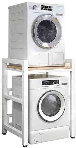 Floor Standing 2 Tier Washer Dryer Stacking Rack, Height Adjustable, Washer Storage Rack Unit For Front Load Washers and Tumble Dryers, 350kg Capacity