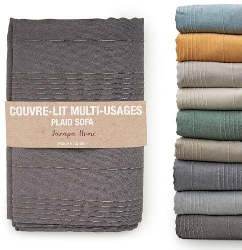 Copriletto estivo e copriletto multiuso per divani, copriletti bianchi. Plaid multiuso, copridivano, tessuto resistente e di qualità, prodotto in Spagna (Marrone, 140x180 cm)