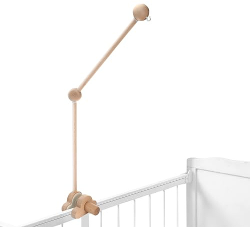 Baby Mobile Halterung für Babybett, Mobile Halterung Holz Wolken, abnehmbarer Baby-Mobile-Aufhänger, höhenverstellbar, für Aufhängung Windspiele Bettglocke, Baby Bett Spielzeuge (Holzfarbe)