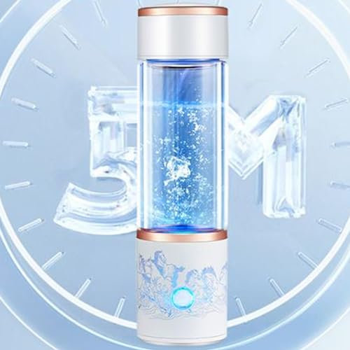 Wasserstoff Wasserflasche 350ml Hydrogen Water Bottle, 5000 Ppb Hochkonzentrierter Wasserstoff Wassergenerator, Wasserstoff Wasser alkalische Glasflasche, Wasserstoff Wasser Ionisator Maschine
