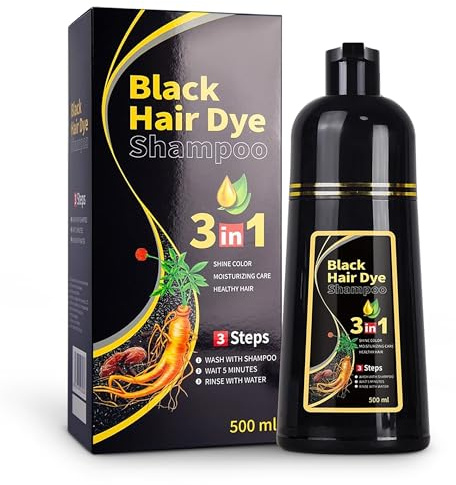 zak beauty Schwarzes Haarfärbeshampoo, für Männer und Frauen- Sofort-Haarfarben-Shampoo 100% Grauabdeckung- Einfach und schnell,langanhaltende Farbe 3 in 1 Schwarzes Haarfärbemittel- 500ML