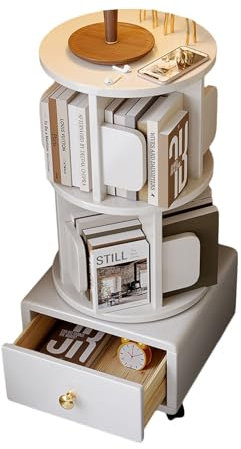 GaRcan 360° drehbares Bücherregal, mit Rollen, Bücherregal, CD-Regal, geeignet für Präsentationsregale für Wohnzimmer/Zuhause/Büro