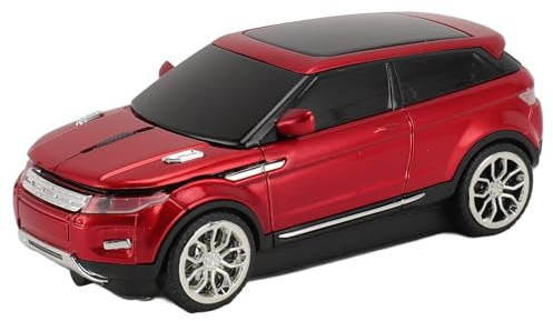 Topiky Kabellose Auto Maus, Sportwagen förmige Computermaus mit USB Empfänger, 1600 DPI, 2,4 GHz Kabellose Maus für Laptop (Rot)