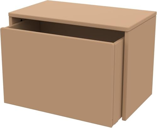 Flexa DOTS 3-in-1 Sitzbank Kinder mit Stauraum | Holzspielzeugkiste, Kinderbank & Aufbewahrungstruhe mit Sicherheitsausschnitt | Aufbewahrungsbox für Kinderzimmer, Schlafzimmer, Flur | Farbe: Latte