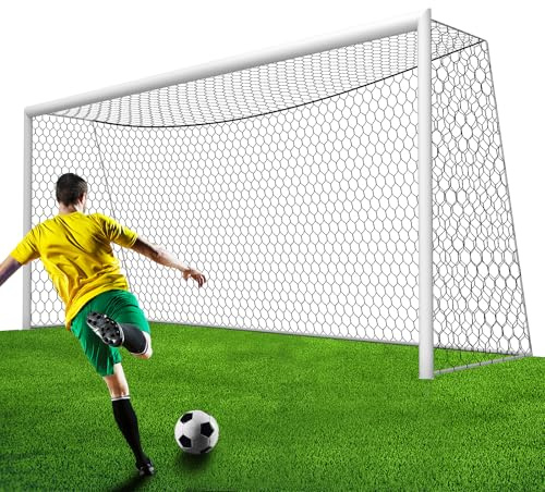 Professional Soccer Goal Net Replacement 18.5x6.5FT, Upgraded Durability [5.6 LBS, 4mm Nylon], Enhanced All-Weather Performance, Higher Tensile Strength & More Abrasion Resistant - Black (Net Only)