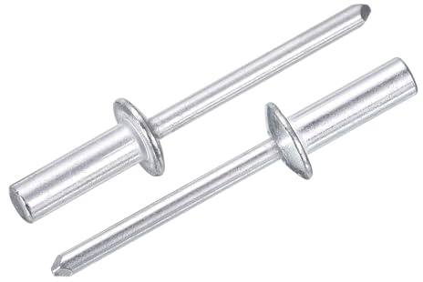 uxcell 100Pcs 3/16 x1/2 Aluminum Closed End Dome-Head Blind Rivets, Grip Closed End Type Blind Rivets for DIY, Sheet Metal, Automotive Repairs, Furniture, and Boat (Silver)