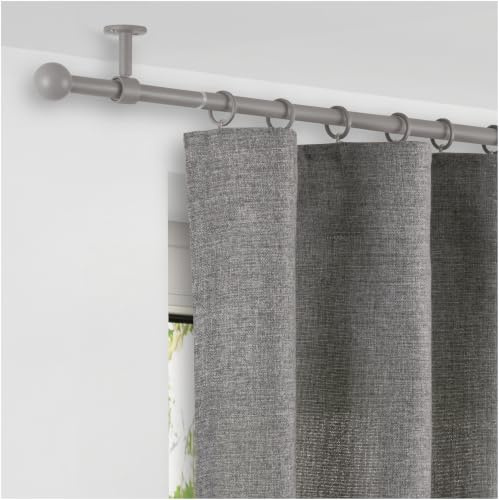 Gardinenstange ausziehbar 2in1 | Wand- & Deckenmontage | Cool Gray 120-210 cm