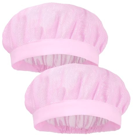 Visxcnu 2 PCS Kochmütze für Küche Kochen,Kochmütze, verstellbar, elastisch, atmungsaktiv, Netzstoff, Arbeitskappe, Beanie für Küche, Kochen Service und andere Arbeiten-Rosa
