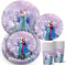 JOKOLO El juego de 50 vajilla desechable Frozen incluye 10 platos llanos, 10 platos de postre, 10 vasos de papel y 20 servilletas.