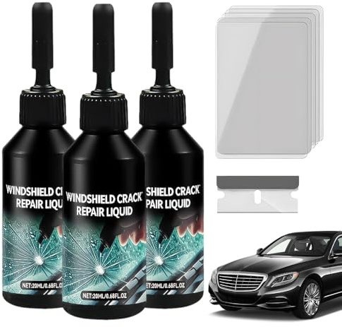ComedyKing Steinschlag Reparaturset Windschutzscheibe Reparaturset, Scheibenkleber Auto Glas Reparatur Set, Glasreparaturflüssigkeit Zur Reparatur Langer Rissen, Löchern, Rissen, Spinnennetzen (3pcs)