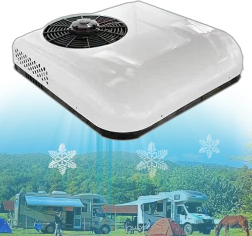 Air Conditioner, Caravan Air Conditioner with Controler, Function with Cooling Function for Minivans, Vans, Motorhomes, Trucks, Agricultural Vehicles, Excavators,White-12V