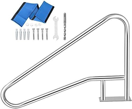 Barandilla de piscina de acero inoxidable 304, capacidad de carga de 250 libras, diseño inoxidable con cubierta de agarre azul, broca M8 y tornillos autorroscantes incluidos