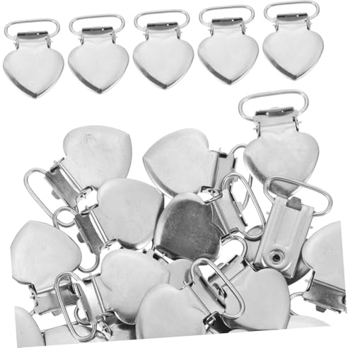 LRXIYODE Herzförmige Metall Bettlakenclips 30 Stück aus Edelstahl Silber | Befestigungsclips für Sockelleisten, Leicht zu Entfernen, Glatte Oberfläche, Vielseitig Einsetzbar