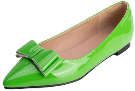 XINXINIO Bailarinas planas con punta puntiaguda | Lazo delicado y tacones planos de 1 cm | Suela de goma antideslizante | Muchos colores para el trabajo y la vida cotidiana, verde, 37 EU
