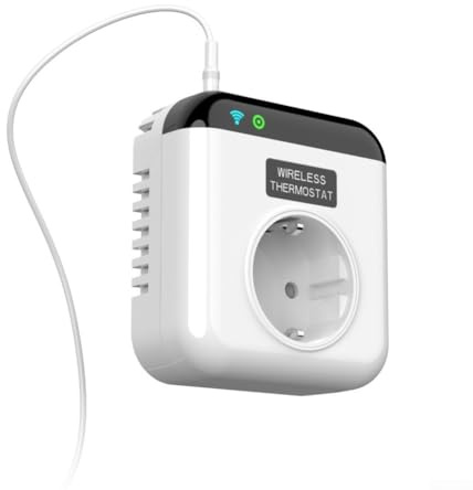 Programmierbare WLAN-Thermostatsteckdose mit Sprachsteuerung, für Tuya-App für Alexa, Wochenprogramm, automatische und manuelle Modi, Temperaturbereich von -20°C bis 70°C(EU)