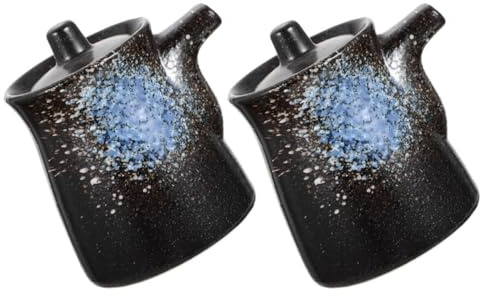 Homoyoyo Botellas de Cerámica para Salsa de Soya y Vinagre 200 Ml Juego de 2 Piezas Dispensadores Japoneses para Condimentos de Cocina Frascos Pequeños para Aceite y Vinagre Uso