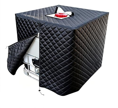 IBC Housse de réservoir d'hiver - Protection contre le gel pour citerne de pluie 1000 l - Couvercle thermique épais - 120 x 110 x 116 cm - Avec fermeture éclair - Étanche à la poussière et à la neige
