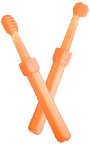 Beaupretty Set de Cepillos de Dientes para Bebés 2 Piezas de Silicona con Cepillo Lingual Entrenamiento para Cuidado Bucal Infantil y Dentición Segura