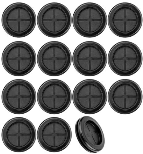 BLPRKOT 15 Piezas tapones para carrocería de 20 mm, color negro, arandelas de goma, pasacables impermeables, redondas, de doble cara para protección de cables, protección de cables, agujeros de cable